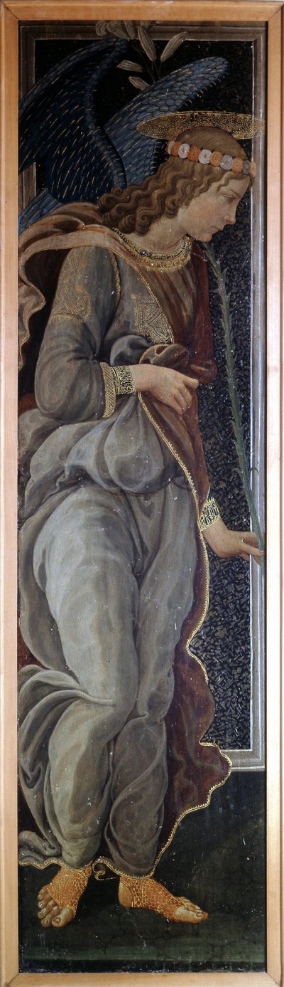 Prædelle af bebudelsen, der repræsenterer englen af Jacopo del Sellaio