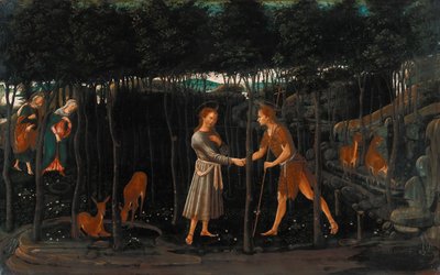 Mødet mellem Kristusbarnet og Johannes Døberen af Jacopo del Sellaio