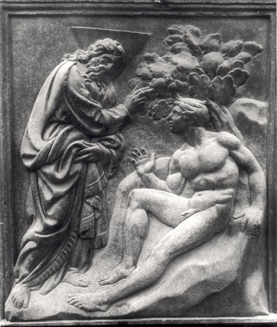Skabelsen af Adam, panel fra Porta Magna, ca. 1430 (marmor) af Jacopo della Quercia