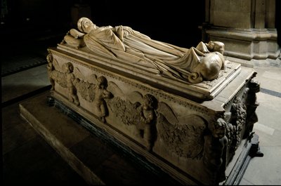 Monument til Ilaria del Carretto af familien til Marquis of Savona. Detalje. Marmor skulptur af Jacopo della Quercia