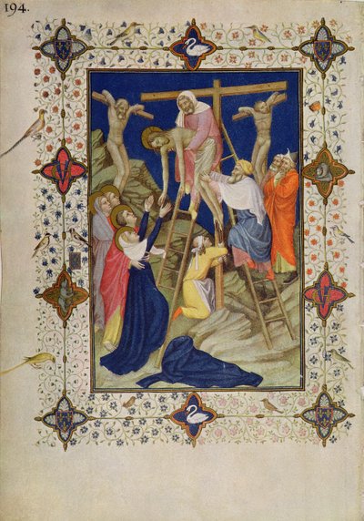 MS 11060-11061 Korsets timer: Vesper, nedstigningen fra korset af Jacquemart de Hesdin
