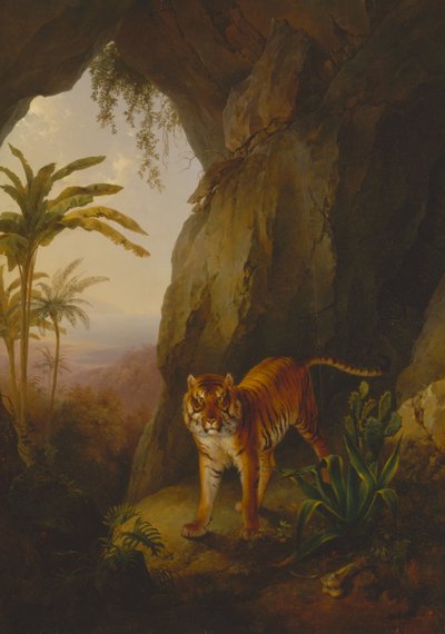 Tiger i en hule af Jacques-Laurent Agasse