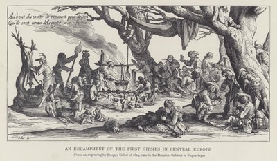 En lejr for de første sigøjnere i Centraleuropa (litho) af Jacques (after) Callot