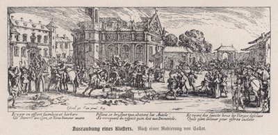 Ødelæggelse af et kloster under Trediveårskrigen af Jacques (after) Callot