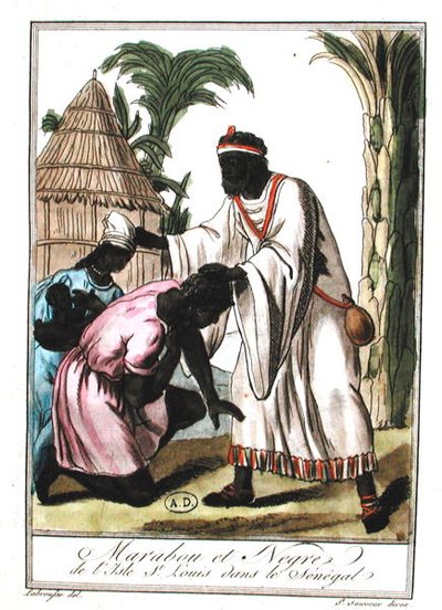 Marabout fra Saint-Louis, Senegal (farvelitografi) af Jacques (after) Grasset de Saint Sauveur