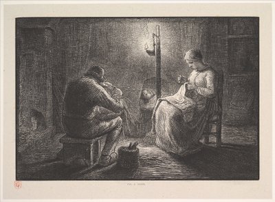 Nat, fra serien, Fire gange om dagen, 1830-75. af Jacques Adrien Lavieille