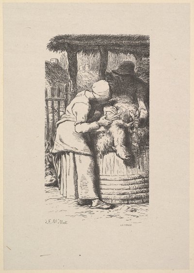 Fåreklipping, 1853. af Jacques Adrien Lavieille
