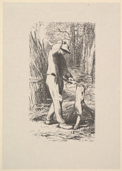 Træskærer, der laver en Faggot, 1853. af Jacques Adrien Lavieille