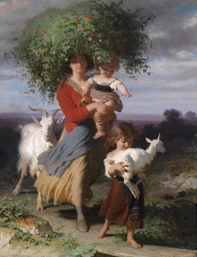 Mor med børn på vej hjem af Jacques Alfred van Muyden