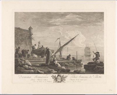 Figurer på en flodbred i Levanten 1ere vue du Levant (titel på objekt) af Jacques Aliamet