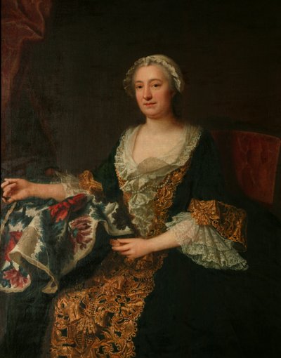 Marquise de Castellane med sit broderi, efter 1743 (olie på lærred) af Jacques Andre Joseph Camelot Aved
