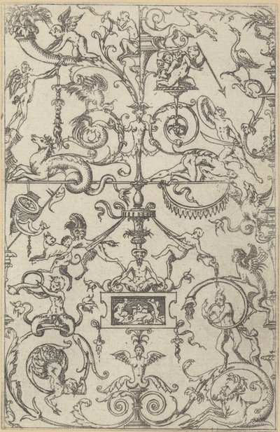 Grotesk panel, 1550. af Jacques Androuet Du Cerceau