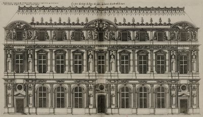 Pierre Lescots facade udgivet i 1576 af Jacques Androuet Ducerceau