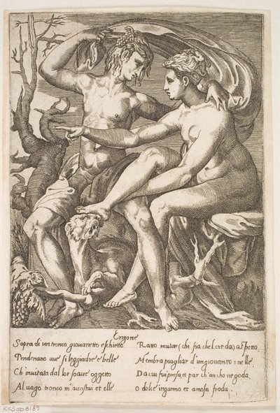 Bacchus og Erigone af Jacques Androuet Ducerceau d.Æ.