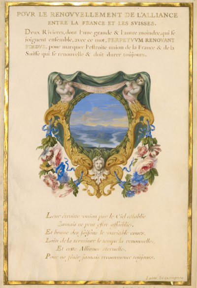 Escutcheon med et landskab af Jacques Bailly