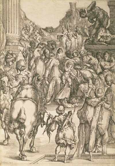 Magiernes tilbedelse (ætsning) af Jacques Bellange