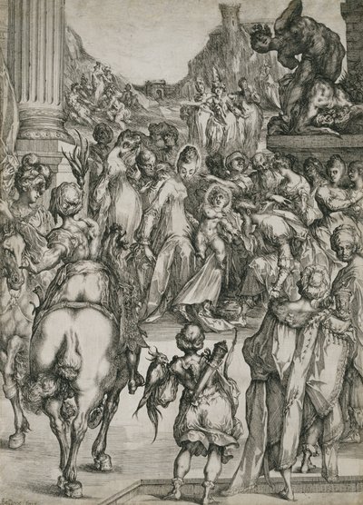 The Adoration of the Magi, ca. 1614-17 (radering med gravering) af Jacques Bellange