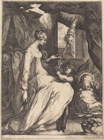 The Madonna Spinning, 1615. af Jacques Bellange