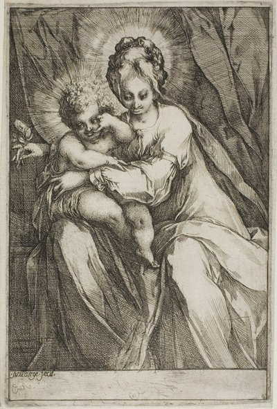 Jomfruen og barnet med en rose af Jacques Bellange