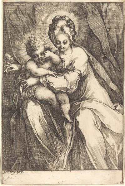 Jomfruen og barnet med en rose, ca. 16161617. af Jacques Bellange