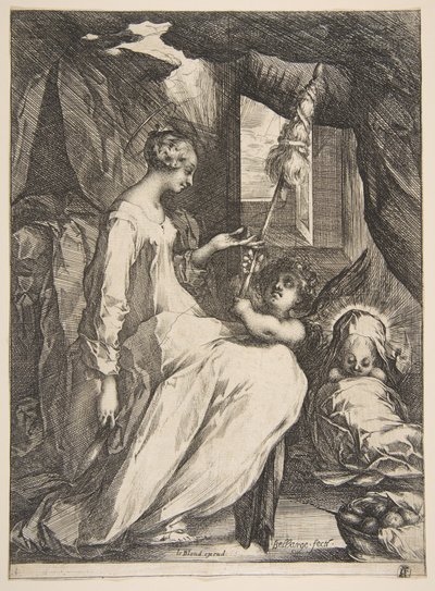 Jomfru og barn med en engel, 1612-16. af Jacques Bellange