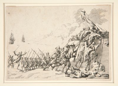 Angreb på et fort fra havet af Jacques Bertaux