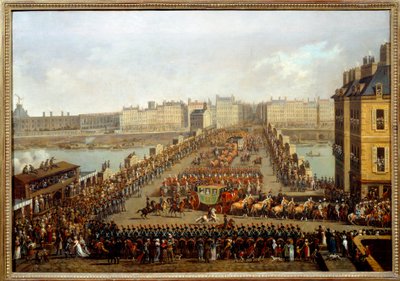 Krydsede den nye bro af den kejserlige kortege til ceremonien af Napoleon I
