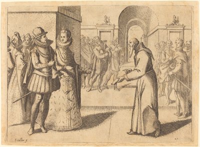 En Capucin, der takker kongen af Bayern, 1612. af Jacques Callot