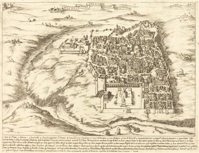 Luftfoto af byen Jerusalem af Jacques Callot