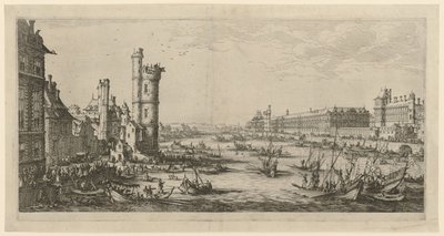 Udsigt over Louvre, blad fra serien «To store udsigter over Paris» af Jacques Callot