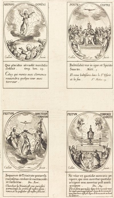 Himmelfart, Pinse, Treenighed, Corpus Christi. af Jacques Callot