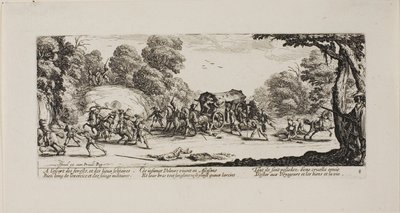 Attack on the Coach, plade otte fra The Miseries of War af Jacques Callot