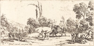 Angriber rejsende på motorvejen af Jacques Callot