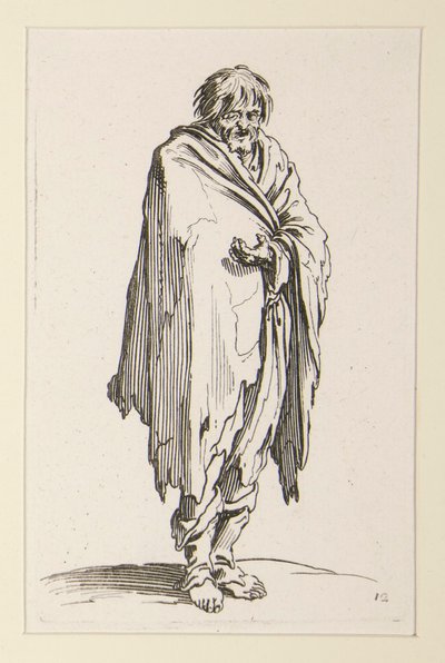 Barhovedet tigger med uskoede fødder, fra The Beggars af Jacques Callot