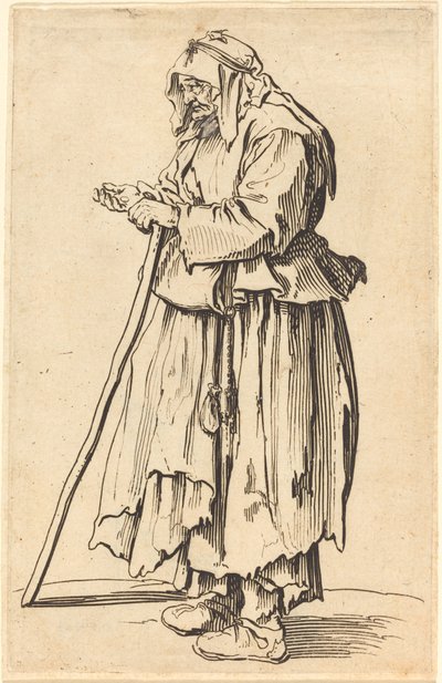 Tiggerkvinde modtager velgørenhed af Jacques Callot