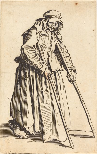 Tiggerkvinde med krykker af Jacques Callot