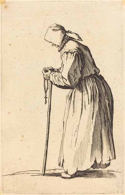 Tiggerkvinde med rosenkrans af Jacques Callot