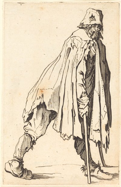 Tigger med krykker og kasket af Jacques Callot