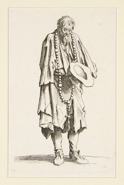 Tigger med rosenkrans fra The Beggars (Le mendiant au rosaire) af Jacques Callot