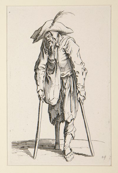 Tigger med træben, fra The Beggars (Le mendiant a la jambe de bois) af Jacques Callot