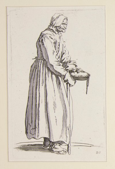 Tiggerkvinde, der bærer en skål, fra The Beggars (La mendiante a la sebille) af Jacques Callot