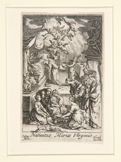 Jomfruens fødsel, nr. 2 fra Jomfruens liv af Jacques Callot