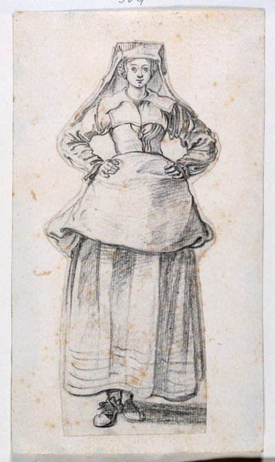 Bourgeoises Dans Differentes Attitudes, fra Prints Album 21, nummer 304 (kridt på papir) af Jacques Callot