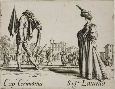 Kaptajn Ceremony - Lady Lavinia, plade 3 fra Balli di Sfessania af Jacques Callot