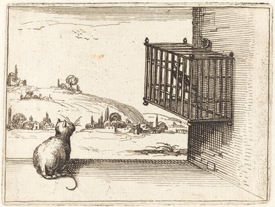Kat ser på burfugl af Jacques Callot