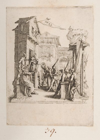 Kristus bragt for Kaife, nr. 7 af 11 fra La Petite Passion af Jacques Callot
