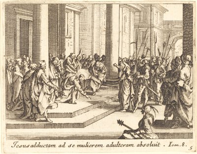 Kristus og kvinden taget i utroskab af Jacques Callot