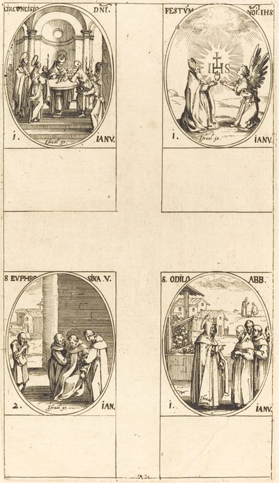 Omskæring; Festival for Kristi navn; St. Odilo; St. Euphrosyna af Jacques Callot