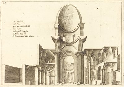 Tværsnit af en kirke af Jacques Callot