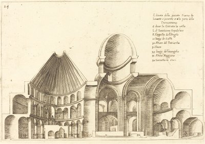 Tværsnit af Den Hellige Gravs Kirke af Jacques Callot